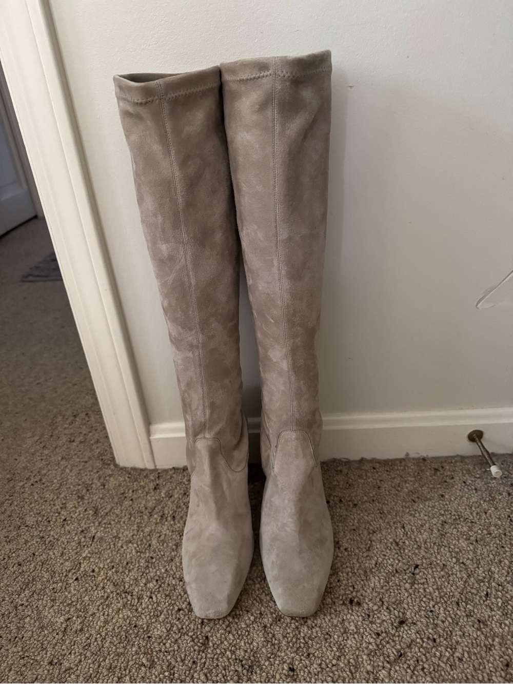 LK BENNETT Over-the-Knee Suede Boots in Taupe